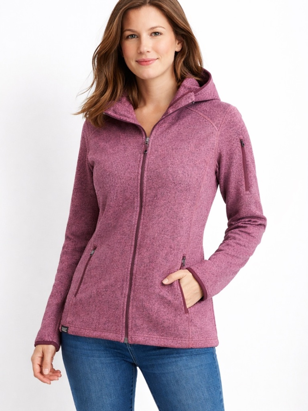L.L. Bean Plum Fleece Zip-Up Jacket - Picture 2 of 6